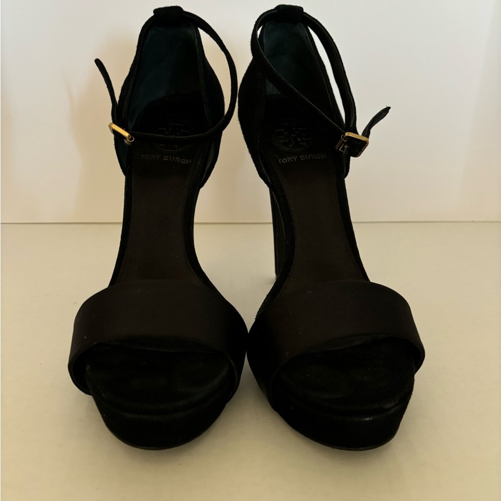Tory Burch black suede Rosemary platform sandal